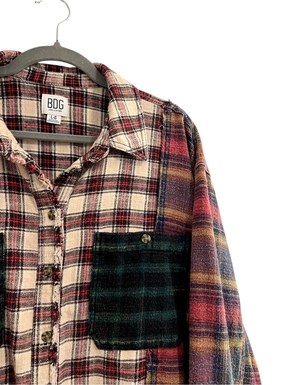 BDG Urban Outfitters Kaden Mixed Plaid Button-Down Shirt - Picture 5 of 13